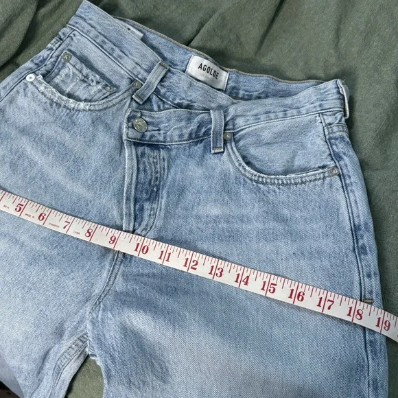 Revolve Agolde‎ Criss Cross Jeans Womens 24 Light Wash Made USA Flawed - Picture 7 of 15